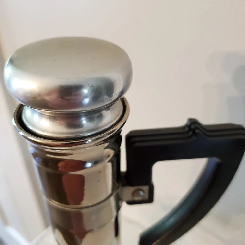 Inland XXX Coffee Carafe Warming Stand Cork Stopper Hand Blown Glass 16 Cup Vtg